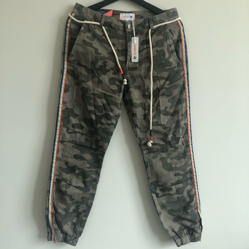 SUNDRY Le Soleil Pants Camo Rainbow Stripe Jogger - Picture 2 of 9